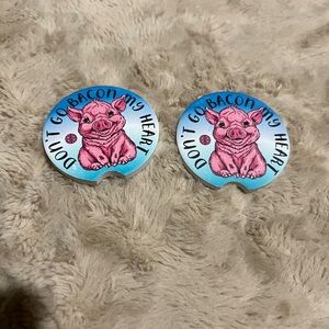 Cute Pig Car Coasters - Blue and Pink